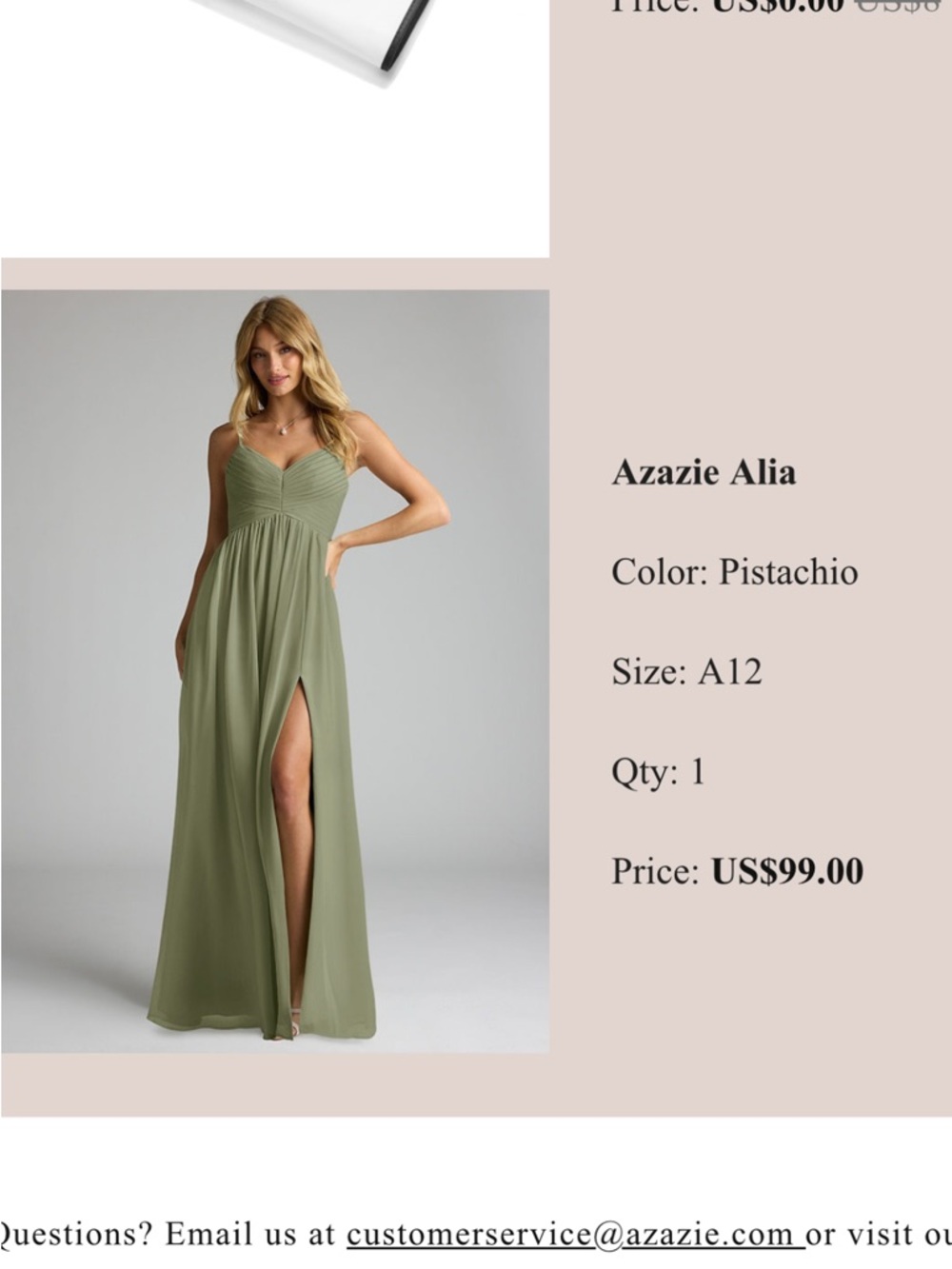 Azazie Alia pistachio dress